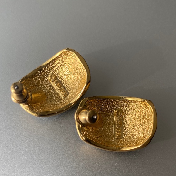 Napier vintage pierced gorgeous Black and Gold Statement Earrings - Picture 3 of 5